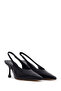 Women's Black Heeled Open-Back Leather Shoes 26Pfd121918 - 2