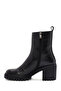 Women's Black Heeled Zippered Leather Boots 25Wfd2008Ft - 3