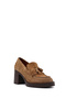 Women's Tan Thick Heeled Suede Genuine Leather Masculine Loafer, Winter Shoes 25Afd510610 - 7