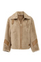 Meribel Women's Beige Wide Collar Teddy Leather Coat 25Wgp5205Ff - 3