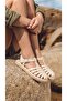 Women's Shiny Cream Straw Striped Jelly Sandals 2cm Byndhasjlly01 - 3