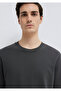 Anthracite Basic T-Shirt with Logo Sleeve Detail Loose Fit / Loose Relaxed Cut 0611924 -70092 - 7