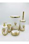 5 Piece Luxury Wc Set Gold Detailed Modern Bathroom Accessory Set - 2