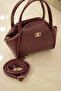 Claret Red Women's Hand and Shoulder Bag, Artificial Leather, Summer, Daily Use, Gift - 4