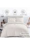 Park Lane Woven Stripe 3-piece Super King Duvet Cover Set 260x220cm - Stone - 4