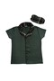 Father-Son Boy Cotton Milan Fabric Green Plaid Shirt Collar Buttoned Sleep Band Short Sleeve Pajama Set - 5