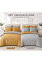 Yellow-Grey Yarn Dyed Double Color Double Duvet Cover Set and 2 Pillowcases (Without Sheets)