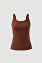 Thin Strap Basic Cotton Undershirt - Brown - 6