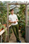 Men's cream cotton linen blend button-down knit polo shirt - 5