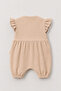 Ruffled Button Closure Linen Baby Romper - 3
