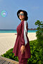 Sequin Detail Full Covered 2-Piece Hijab Swimsuit - Claret Red - 3