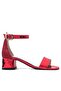 Elsa Red Mirrored Thick Heeled Girls' Evening Dress Shoes - 3