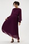 Maternity Pleated Chiffon Dress, Elastic Waist, Lined Inside (Plum) - 3