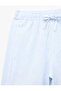 Striped Regular Fit Summer Shorts with Pockets and Lace-Up Waist - 5