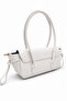 Berlin Baguette Women's Shoulder Bag with Knot Detail on the Covered Edges, White - 2