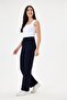 Line Women's Stretch Fabric Hook-and-Loop Closure Navy Blue Palazzo Pants - 2