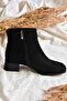 Black/Black Suede Short Heeled Women's Boots L518090302 - 8