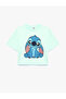 Licensed Stitch Printed Glittery Crew Neck Short Sleeve Cotton T-Shirt - 5