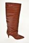 Tan Crocodile Print Low Heeled Women's Boots N749204011 - 5