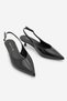 Women's Stiletto Open Back V-Neck Short Classic Heeled Shoes with Sewing Detail on the Front Orvani Black