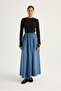 Blue Denim Skirt - Cross- Detailed