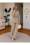 Women's Stone Detailed Waist-Tie Loose Linen Shirt and Trousers Two-Piece Set - 5