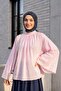 Hakim Yaka Spanish Sleeve Lined Voile Blouse -Pink - 5