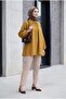 Oversized Tulle Voile Blouse with Tie Collar and Half Buttons - Tan - 4