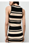 V-Neck Striped Knit Blouse - 4