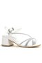 Girl's White Evening Dress Sandals with Stone Detail - 4