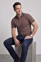 Comfort Fit Comfortable Fit 100% Cotton Non-Curling Collar Navy Blue Brown Polo Neck T-Shirt Ts 931 - 4