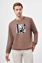 Men's Brown Trend Crew Neck Sweat-Shirt - 3