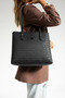 Women's Black New Season Large Size 3 Compartment Hand and Shoulder Bag - 4