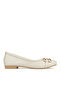 , Women's Genuine Leather Ballerinas 161359Z255 Ecru - 3