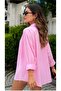 Oversize Keten Gömlek Pembe - 2