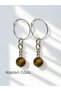 Natural Stone Dangle Women's Earrings 10 mm Hoop Silver Color 4-5 cm (Matte Obsidian / Lapis Lazuli / Citrine / Amethyst / Tiger's Eye / Jade)