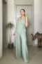Cross-Tied Waist Elastic Waist Draped Vest Trousers Suit