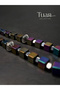Complete Hematite Cube Cut 8mm Natural Stone Healing Prayer Beads 8mm Colorful Metal Pattern - 3
