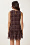 Checkered Flounce Chiffon Dress Lzv0065 Mulberry White - 4