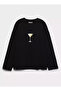 100% Cotton Oversize Fit Cocktail Printed - Crew Neck Long Sleeve T-Shirt