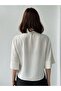 Retro Model Loose Short Sleeve Shirt Women Ecru - 4