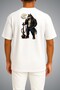 Oversize Unisex T-Shirt with Wolf Smoking a Hookah Printed on the Chest and Back