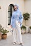 Elastic Waist, Lace-Up, Pocketed, Wide Leg Summer Linen Trousers - White - 4