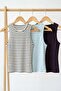 3 Pieces of Ribbed Fitted Viscose Blended Strappy T-Shirt