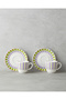 Arian Bone Porcelain 4 Piece Coffee Cup Set for 2 Persons 90 ml Green-Purple - 2