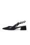 Sophie Black Color Open Back Stone Banded Women's Short Heeled Shoes - 7