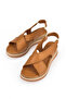 , Women's Genuine Leather Wedge Heel Sandals 1511020Z2562 Tan - 7