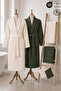 Eldy Striped Bathrobe Set Family Set, 6 Pieces, 100% Cotton Certified Şalyaka Bathrobe Dowry Set