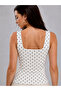 Women's White Polka Dot Ultra Premium 95% Cotton Square Neck Strap Blouse - 3