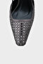 Open Back Blunt Toe Stoned Medium Platinum Heeled Women's Shoes - 2